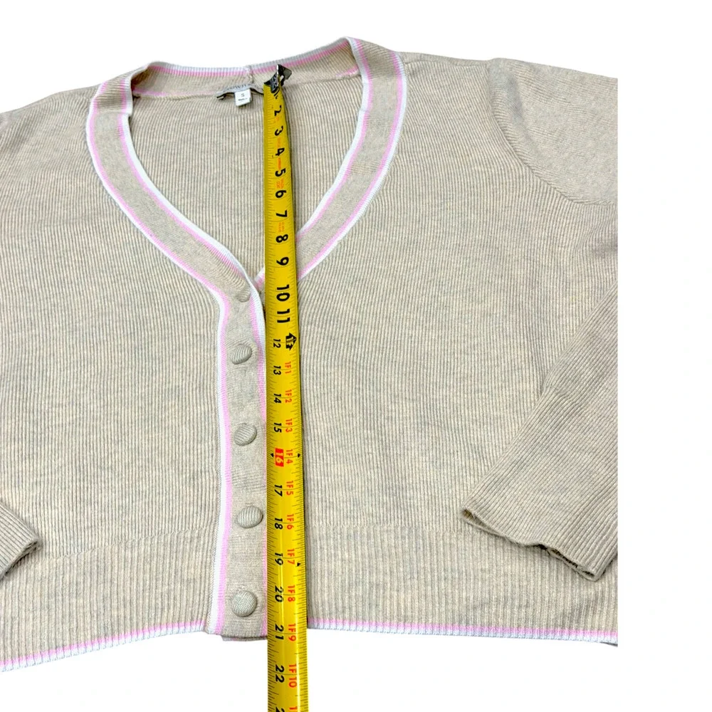 Crown & Ivy Oatmeal Pink Size S Soft Cozy Cardigan Sweater Light Academia Preppy